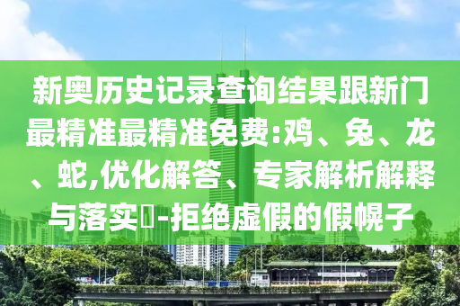 新奧歷史記錄查詢結果跟新門最精準最精準免費:雞、兔、龍、蛇,優化解答、專家解析解釋與落實?-拒絕虛假的假幌子